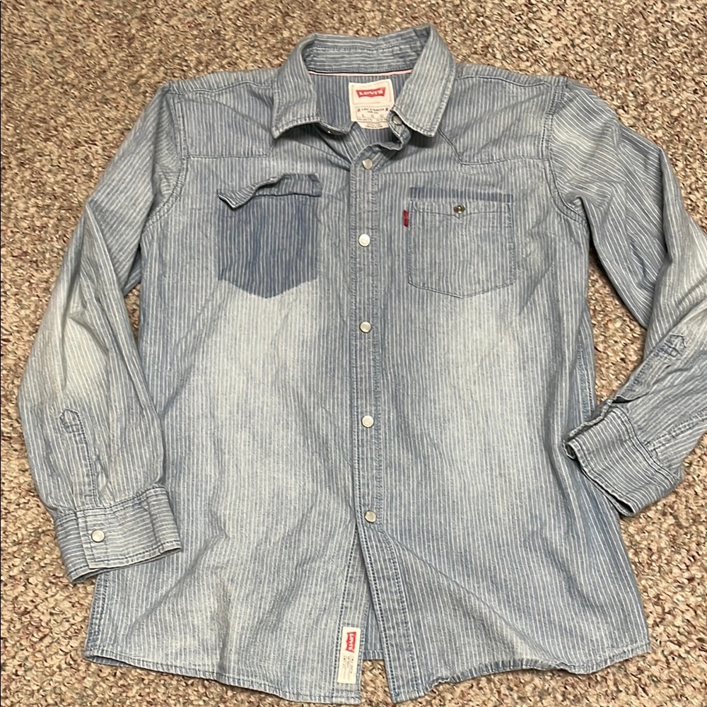 Levi's distressed Blue Striped denim Shirt